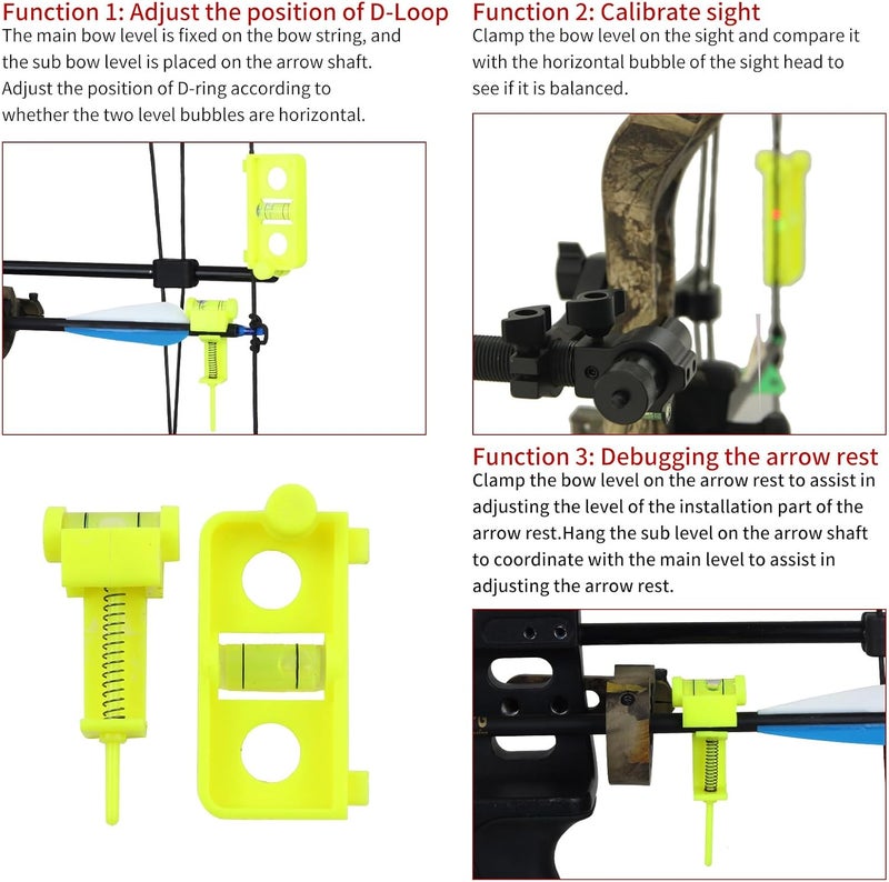 SP.G Bow Square Level Kit 2 Pack - Archery Bow String Level Turning Kit, T-Shape Measurement Tool for Recurve Bows - Image 5